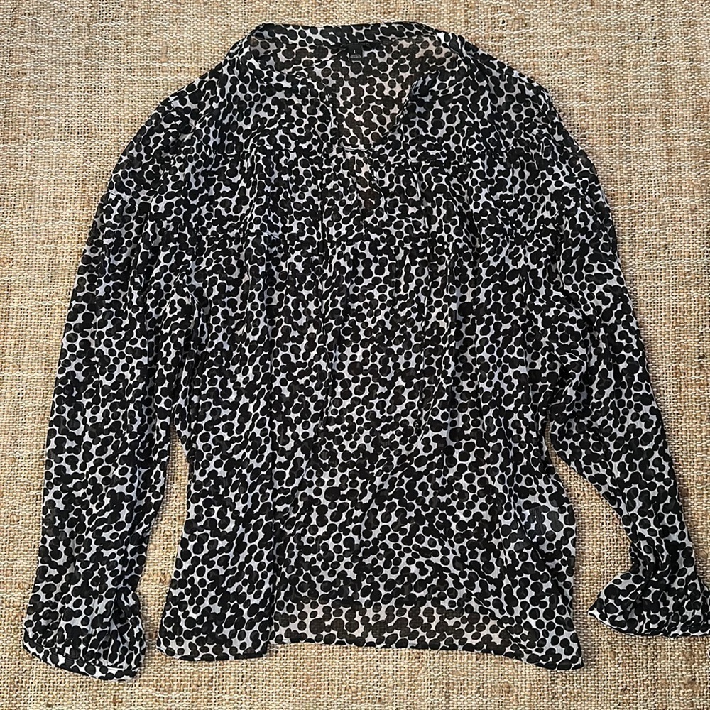 Banana Republic Black and White Sheer Patterned Blouse Size Large